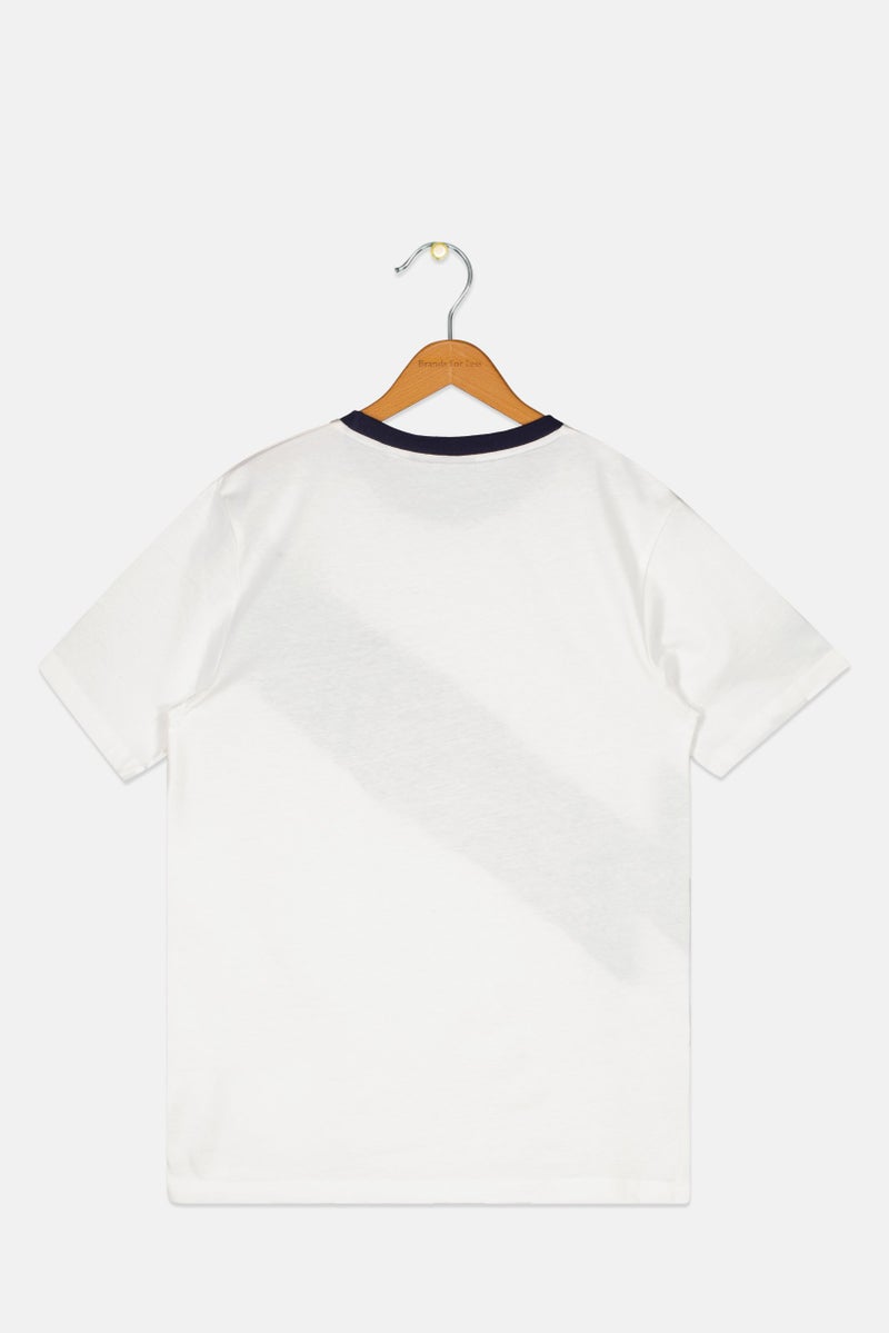 PERRY ELLIS Kids Boy Short Sleeve Brand Logo T-Shirt, White - Image 2
